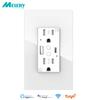 Dual US Wall Sockets WIFI Smart Power Plug Outlets USB Type-C PD 20W Glass Fast Charge Remote by Tuya Alexa Google Home