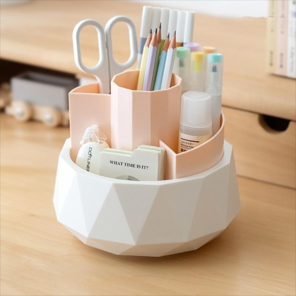 4-Grid 360° Rotating Pen Holder Large Capacity Makeup Brush Organizer Pencil Storage Box Home