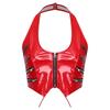 S-XXL Y2K Блестящий Кроп-топ на бретельках из Искусственной Кожи с Молнией спереди и Шнуровкой сзади, Мини-корсет, Топ для Рейва, Фестиваля, Клуба