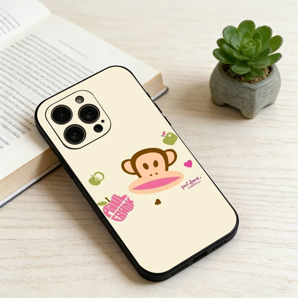 P-Paul Frank Чехол для телефона для iPhone 17, 16, 15, 14, 13, 12, 11 Plus, Pro Max, Другие Мягкий Черный Чехол