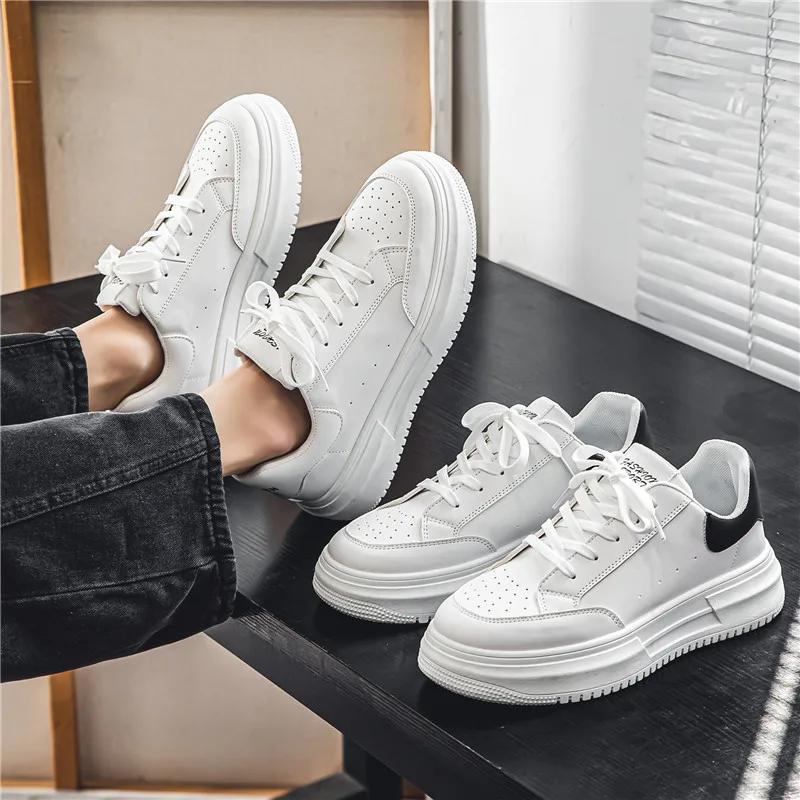 Fashion Hot New White Men's Casual Shoes Thick Bottom Trendy All-match Shoe for Men Beautiful and Fashionable Breathable Casual Sneaker