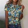Women's 3D Butterfly Printed T-shirt, Colorful Insect Pattern T-shirt, Summer Casual Shorts, Round Neck Loose Sleeve T-shirt