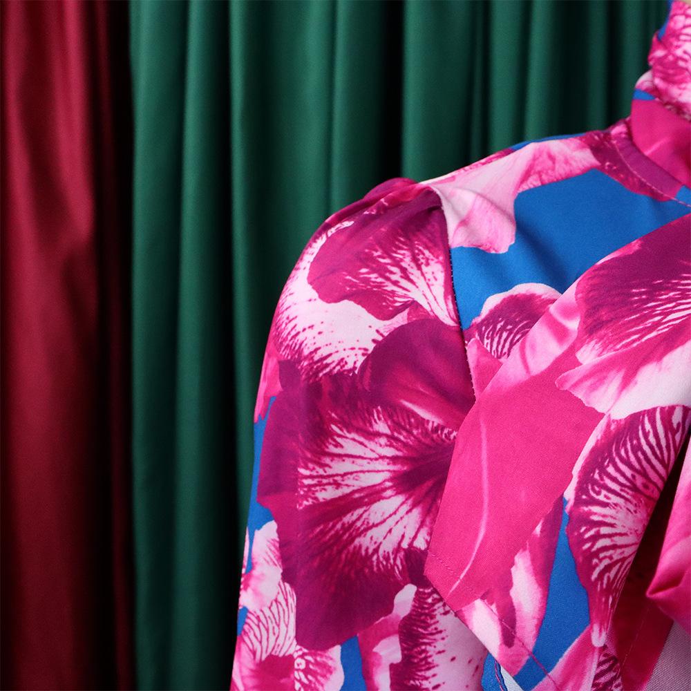 YYFS Женские модные повседневные костюмы с цветочным принтом и длинными рукавами на осень-зиму