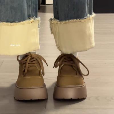 Коричневые ретро платформа Boken туфли-одинарки женские 2025 осень новая мода британский стиль универсальные лоферы на шнуровке прилив