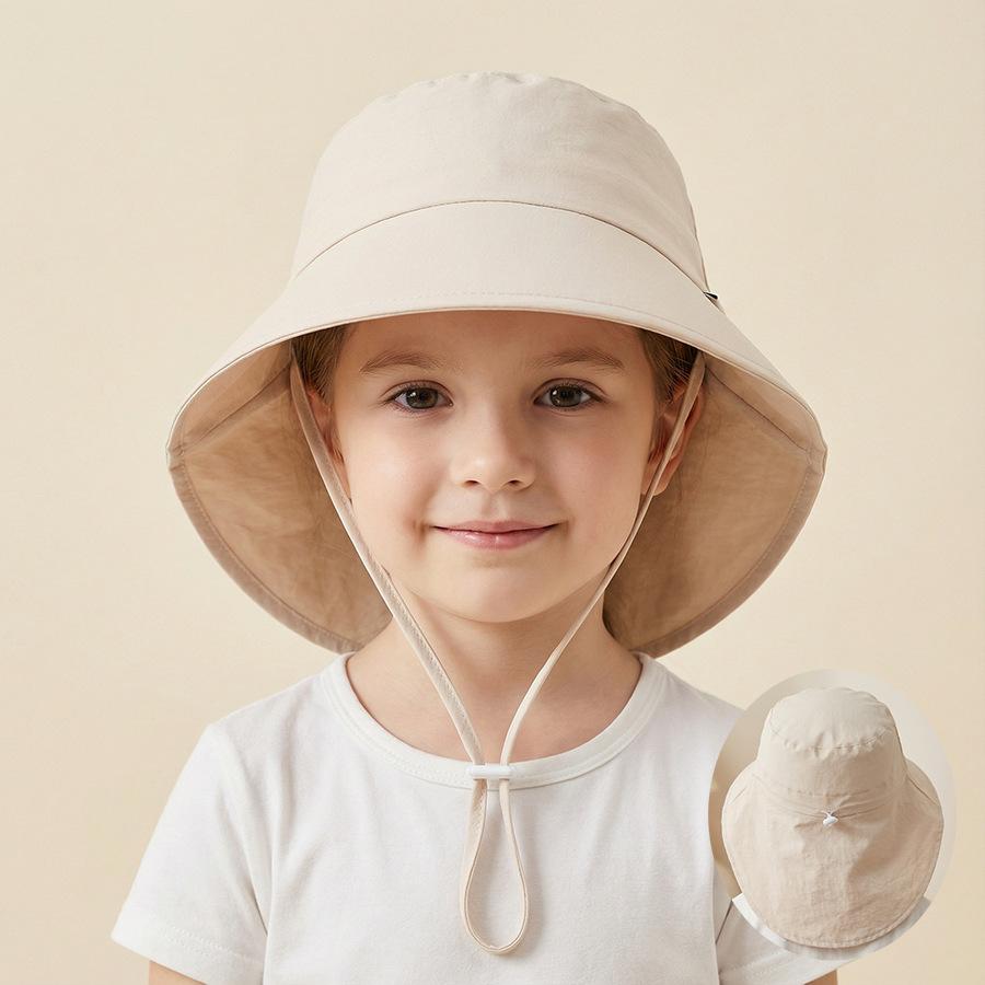 Children's Sun Protection Hat - Boys' Wide-Brimmed Sunshade Fishing Hat - Girls' Summer Uv Protection Neck Scarf Cap - Sun Hat