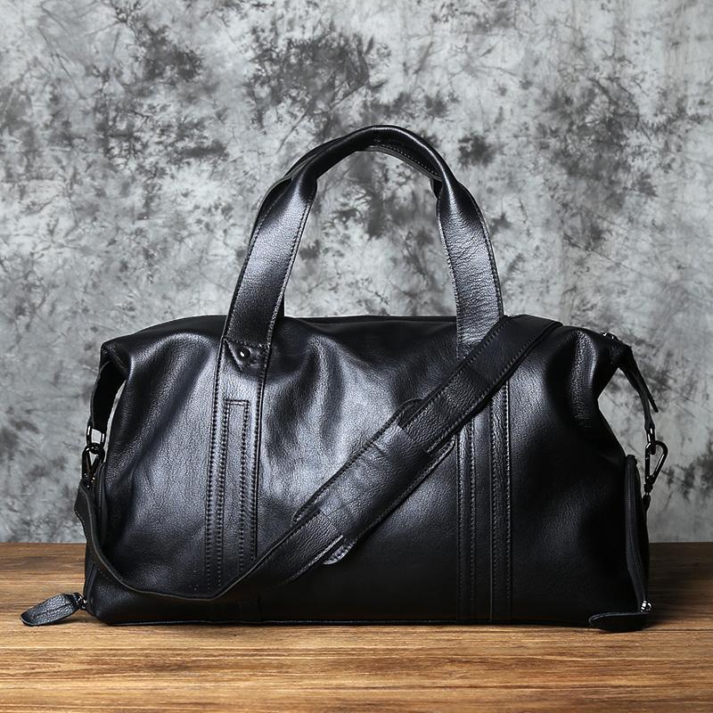 NZPJ Vintage Leather Men Travel Bag Natural Cowhide Handbag Casual Shoulder Messenger Computer Bag Large Capacity Luggage Bag