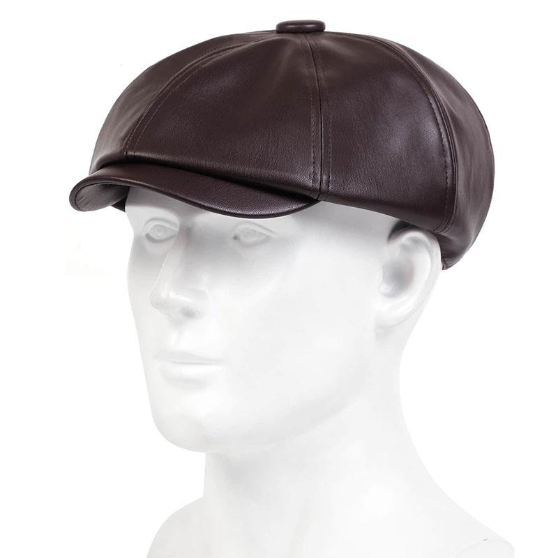 Spring Autumn Hats for Women Solid Plain Octagonal Newsboy Cap Men Ladies Casual Pu Leather Hat Winter Beret Women Painter Caps