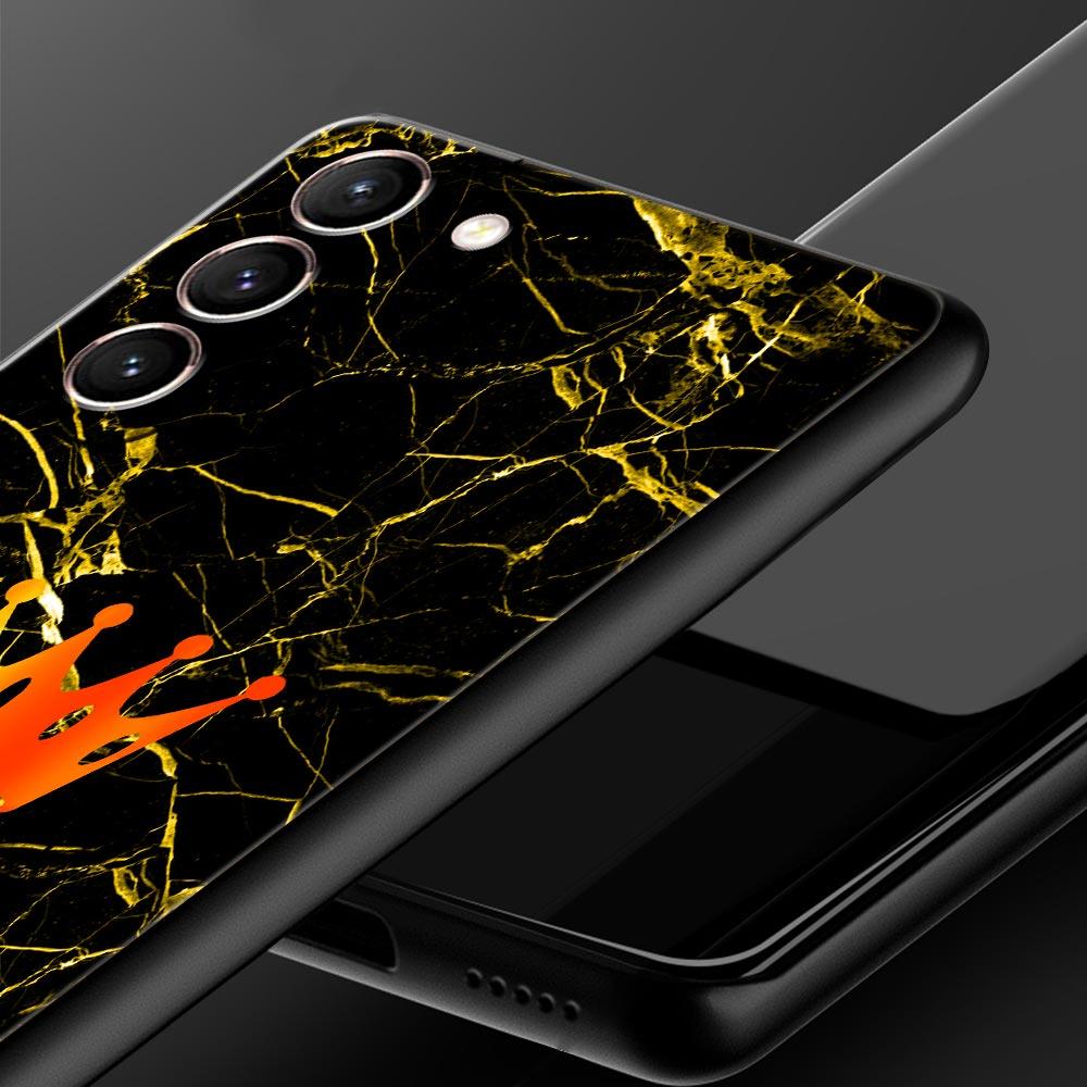 Marble Letter Phone Case For Samsung Galaxy S26 Ultra S25 Plus S24 FE S23 S22 5G S21 S20 Cover Black Soft