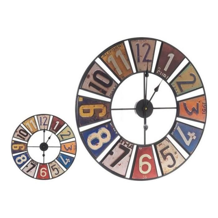 Horloge Murale - LANA DECO - Rétro Multicouleur - Métal - 60 cm - Intérieur