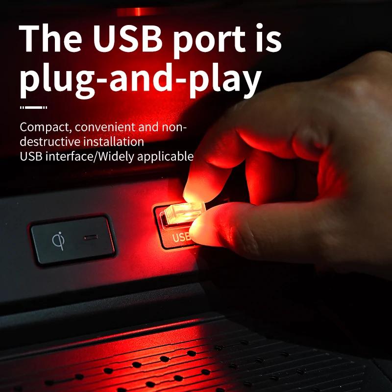 Автомобильная подсветка салона, модификация интерьера со светодиодной подсветкой для ног, радужная подсветка, приветственная USB-подсветка салона