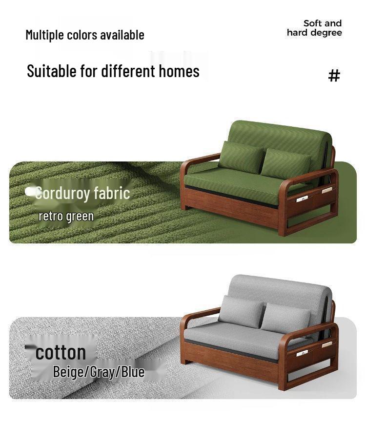 Chinese-Style Multi-functional Sofa Bed: Double-Fold Oil Wax Leather, Retractable for Living Room