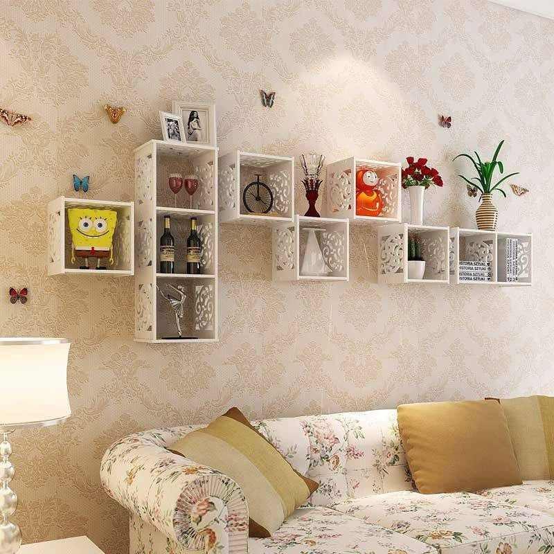 Creative Shelf Storage Wall Mounted Grid Rack Bedroom Nightstand Decorative