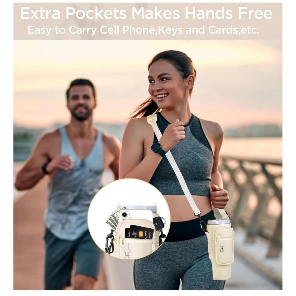 Сумка для бутылки с водой с карманом для стакана на 40 унций с ручкой Неопреновая спортивная сумка-держатель для бутылки с водой