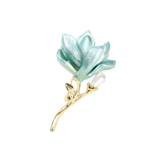 Magnolia Brooch Zinc Alloy Pin with Oil Dripping Process Decorative Pin T-Shirts Dresses Coats Badge Jewelry Accessory