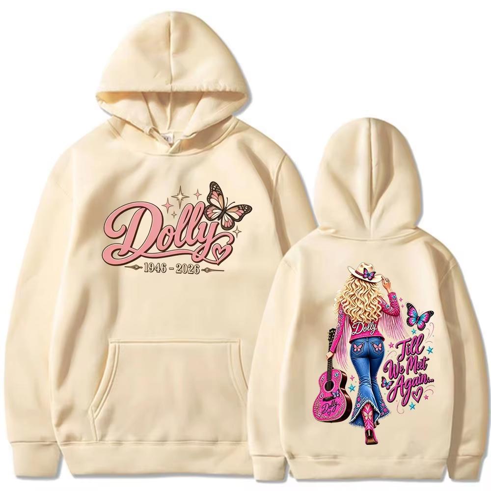 2026 Hot Sale Tribute Dolly Parton Butterfly Country Music Hoodies Men Women Hip Hop Streetwear Oversized Sweatshirt Loose Cozy and Versatile