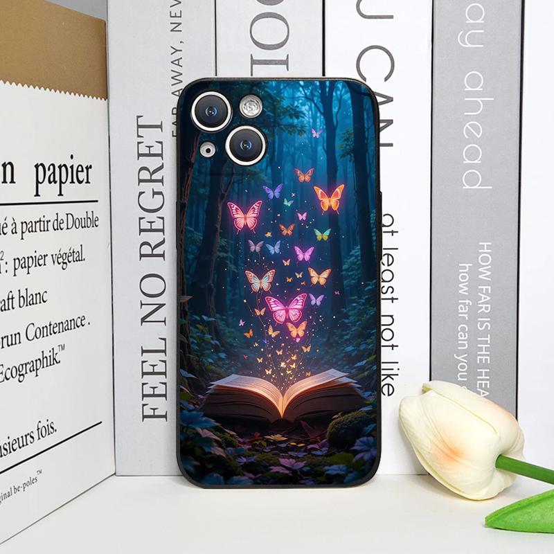 Красивый чехол для телефона с принтом «Лесная бабочка и книга» для iPhone 17 16 12 11 14 13 15 Pro Max Mini X XS MAX XR 7 8 Plus Мягкая крышка