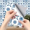 Blue Geometrical Tile Sticker Kitchen Backsplash Oil-proof Bathroom Waterproof Home Decor Wall Decals Peel Stick Art Mural