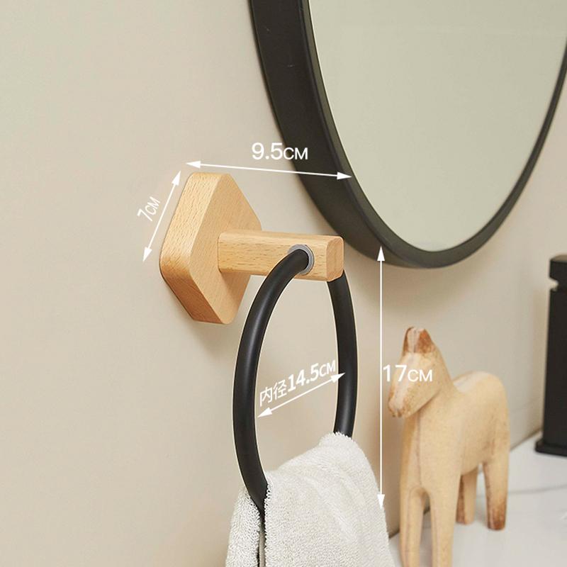 Wood Bathroom Towel Rings Wall Mounted Towels Holder Aluminum Toilet Clothes Holder Hand Towel Holder Bathroom Accessories