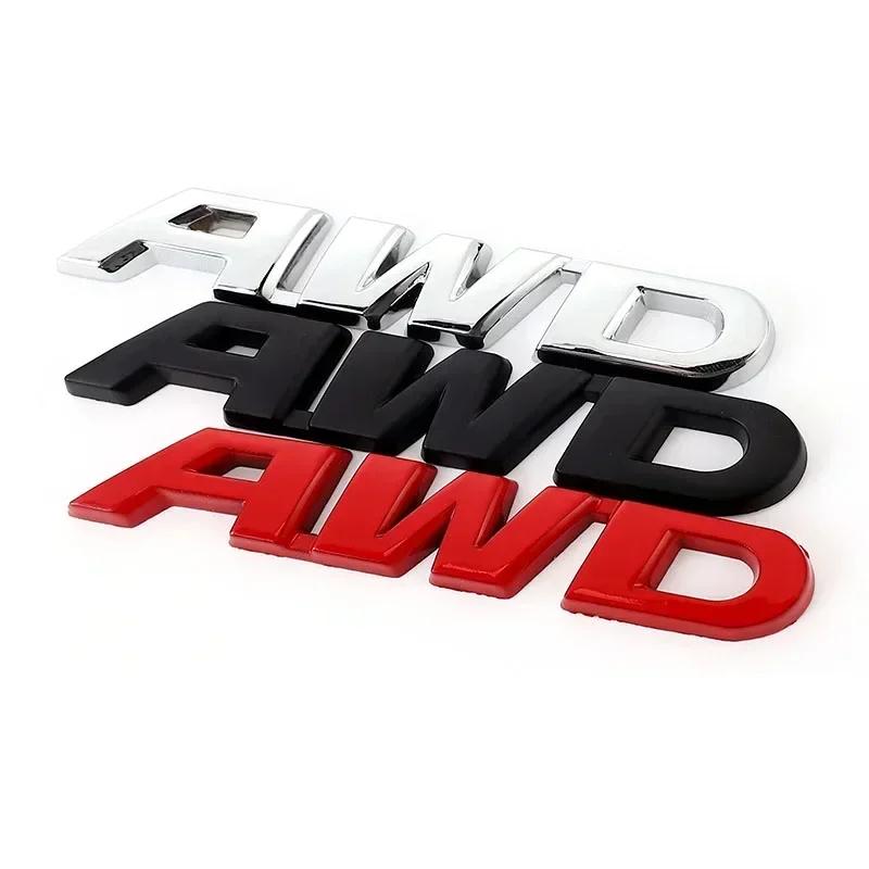 MPC4 3D Metal AWD Letters Rear Trunk Fender Emblem Badge Sticker Decals For Honda CRV HRV Highlander Car Styling Accessories