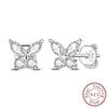 Earrings 925 Silver Shining Snowflake Mini Butterfly Ear Studs For Women Fine Birthday Party Jewelry Gifts
