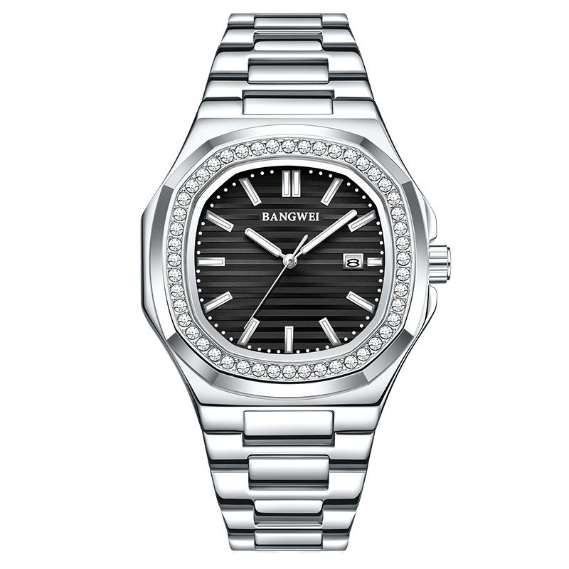 Мужские часы Бизнес Водонепроницаемые Светящиеся Дата Мужские Наручные часы Нержавеющая сталь Квадратный циферблат Кварцевые Мужские часы