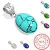 925 Sterling Silver Pendant Women Gemstone Handmade Jewelry Wedding Gift Blue Green Purple Copper Turquoise Pearl Lapis Mother Of Pearl Vintage