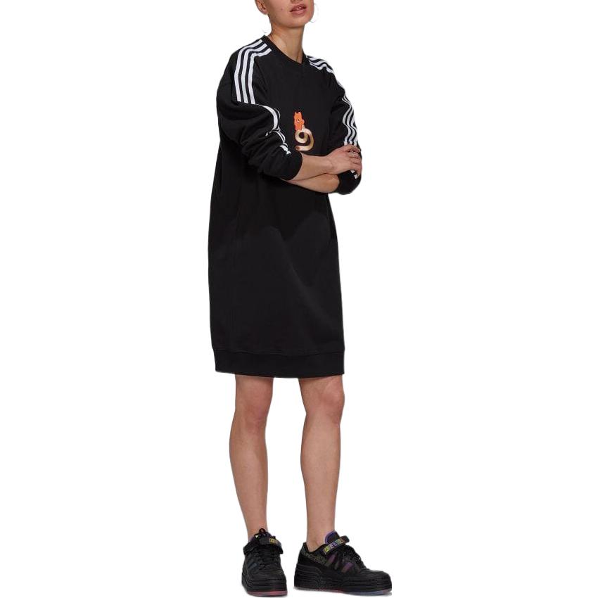 adidas Оригинальное платье с длинным рукавом женское черное HT3773