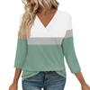 Женские топы с рукавами 3/4 и V-образным вырезом, повседневные туники, базовые рубашки, блузки свободного кроя