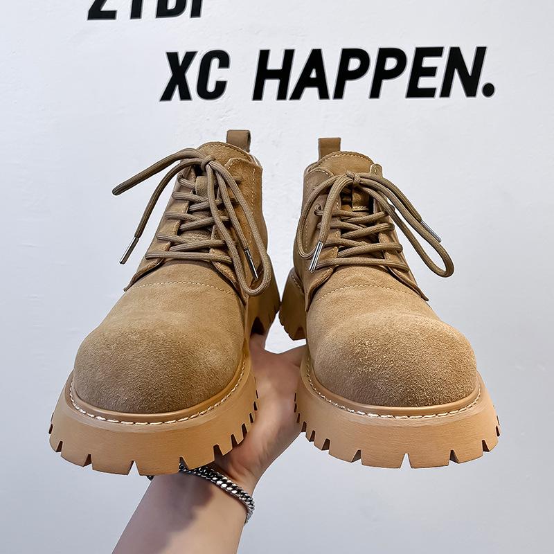 Martin boots men's 2024 new medium-top thick-soled heightening derby shoes British retro tooling rhubarb boots 4727-A