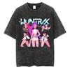 Женская стираная K-pop Аниме Охотник на демонов Huntrix Девочки Футболка Кавайная Милая Модная Унисекс Футболки Оверсайз Винтажная Футболка