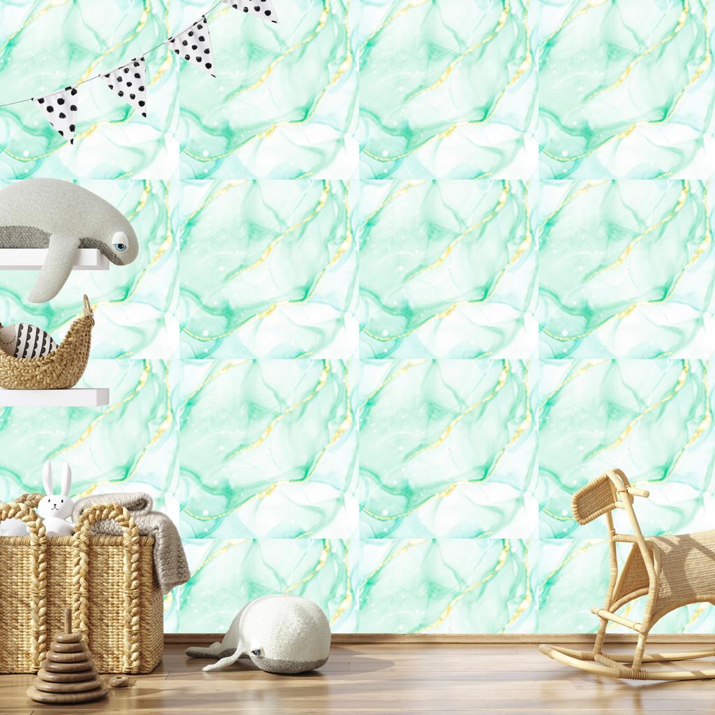 Ink Mint and White Wallpaper for Living Room and Bedroom 50x1000
