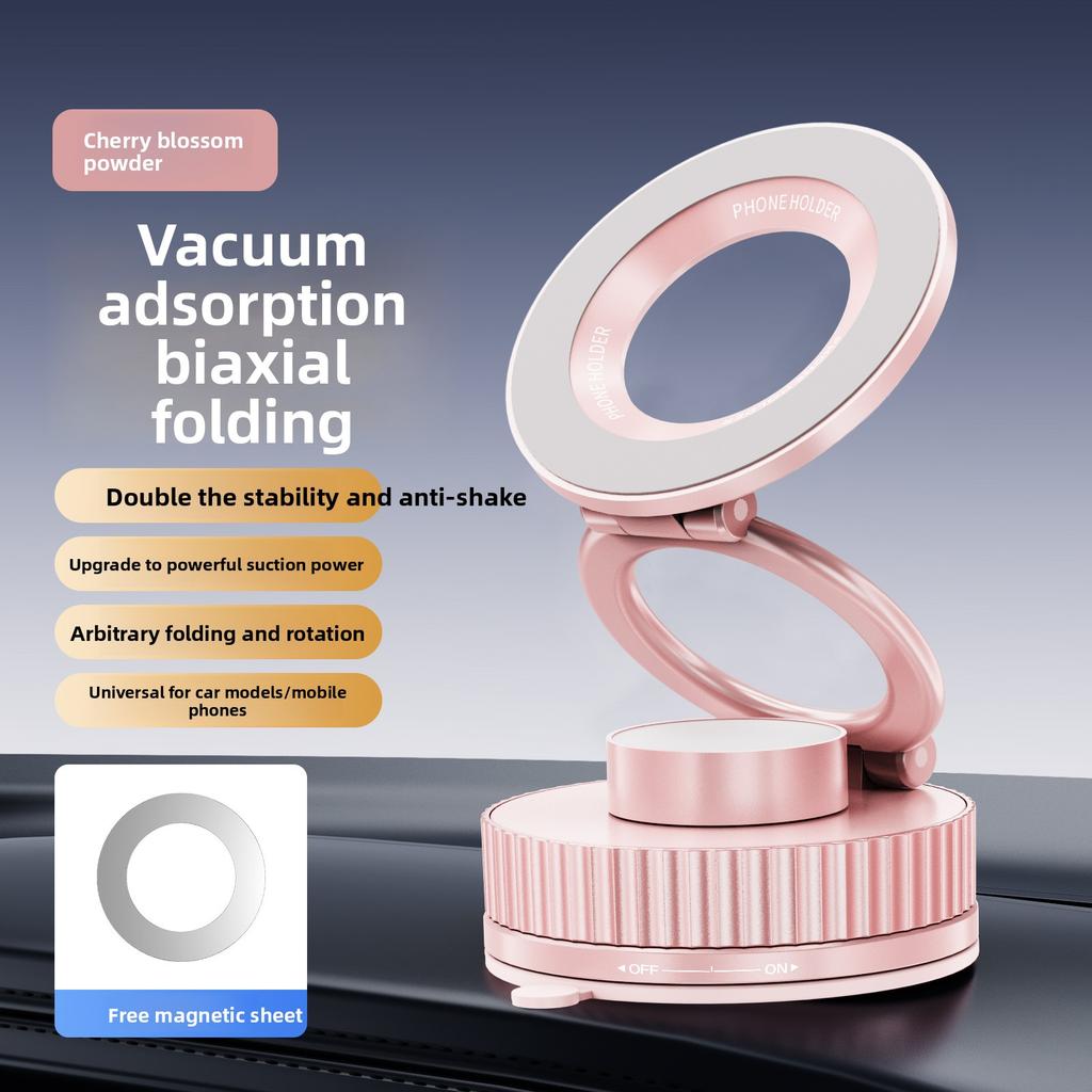 Magnetic Phone Holder with Vacuum Suction Cup, Multifunctional Car Navigation Retractable Folding Anti Shake Car Holder