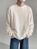 Men's Japanese Textured Striped Long-Sleeve Autumn Casual T-Shirt