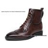 Мужская мода Осень Кожаные ботильоны на шнуровке с острым носком - Большие размеры Формальная и повседневная обувь хай-топ