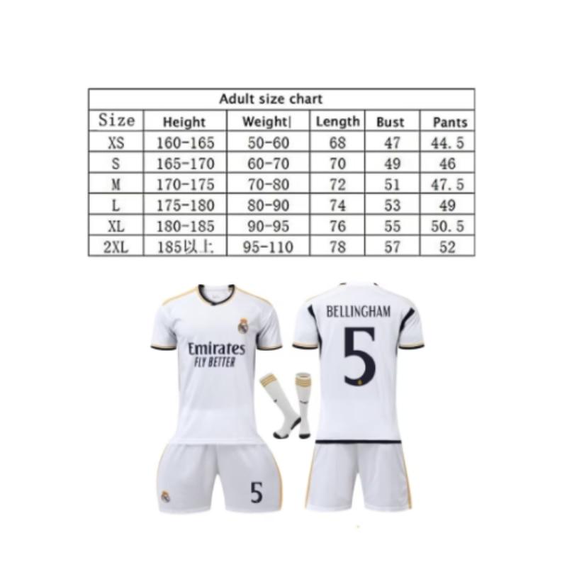 Kids Real Madrid Bellingham Soccer Jersey Set - White Polyester Training Uniform