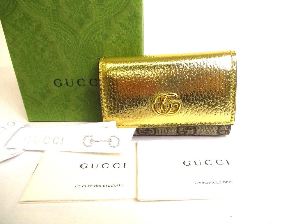 Authentic GUCCI Japan Limited GG Gold Leather Gold H/W 6 Pics Key Cases #a142 Refurbished