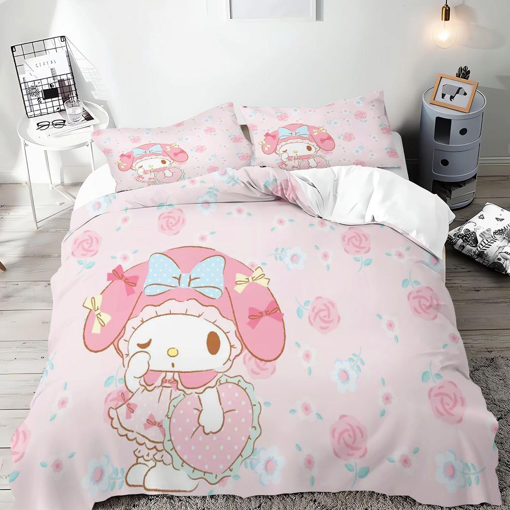 My Melody Серия Sanrio Комплект постельного белья Comforte Luxus 3 предмета 1 пододеяльник Изысканный подарок на день рождения 100% Полиэстер Домашний декор