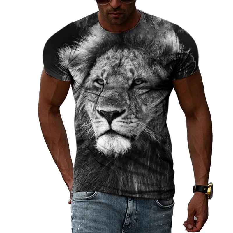 Новые 3D футболки с изображением льва короля зверей для мужчин, летние модные повседневные футболки с принтом животных, индивидуальные топы в стиле хип-хоп в стиле Харадзюку