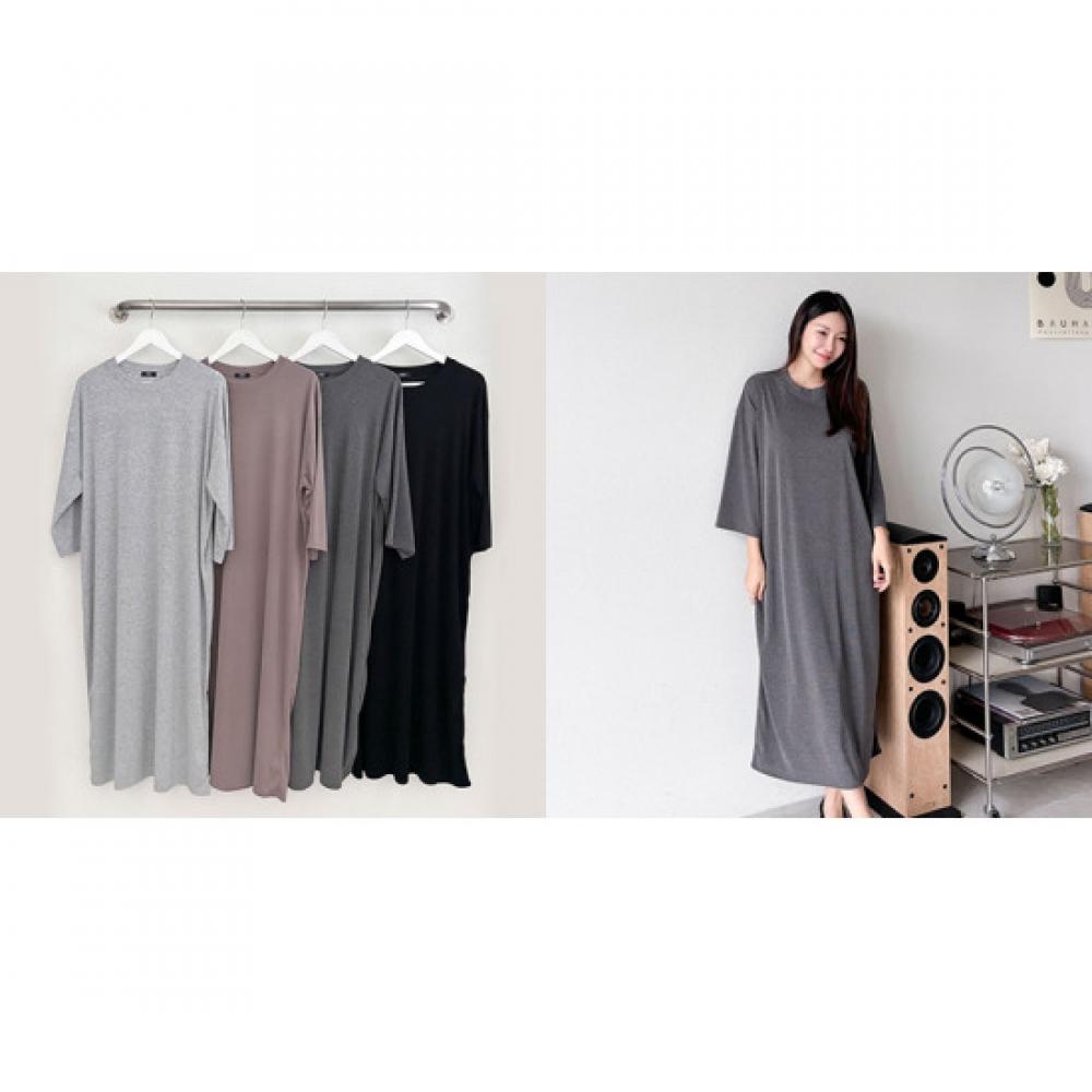 Shop Women S Simple Round Neck Long dreSS Charcoal Ara Wdr 3852