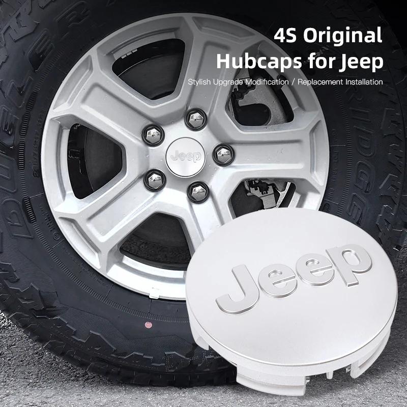 For Jeep 4Pcs Car Wheel Hub Cover Rim Center Cap Auto Accessories For Jeep Grand Cherokee Wrangler JK Gladiator Compass Reneg