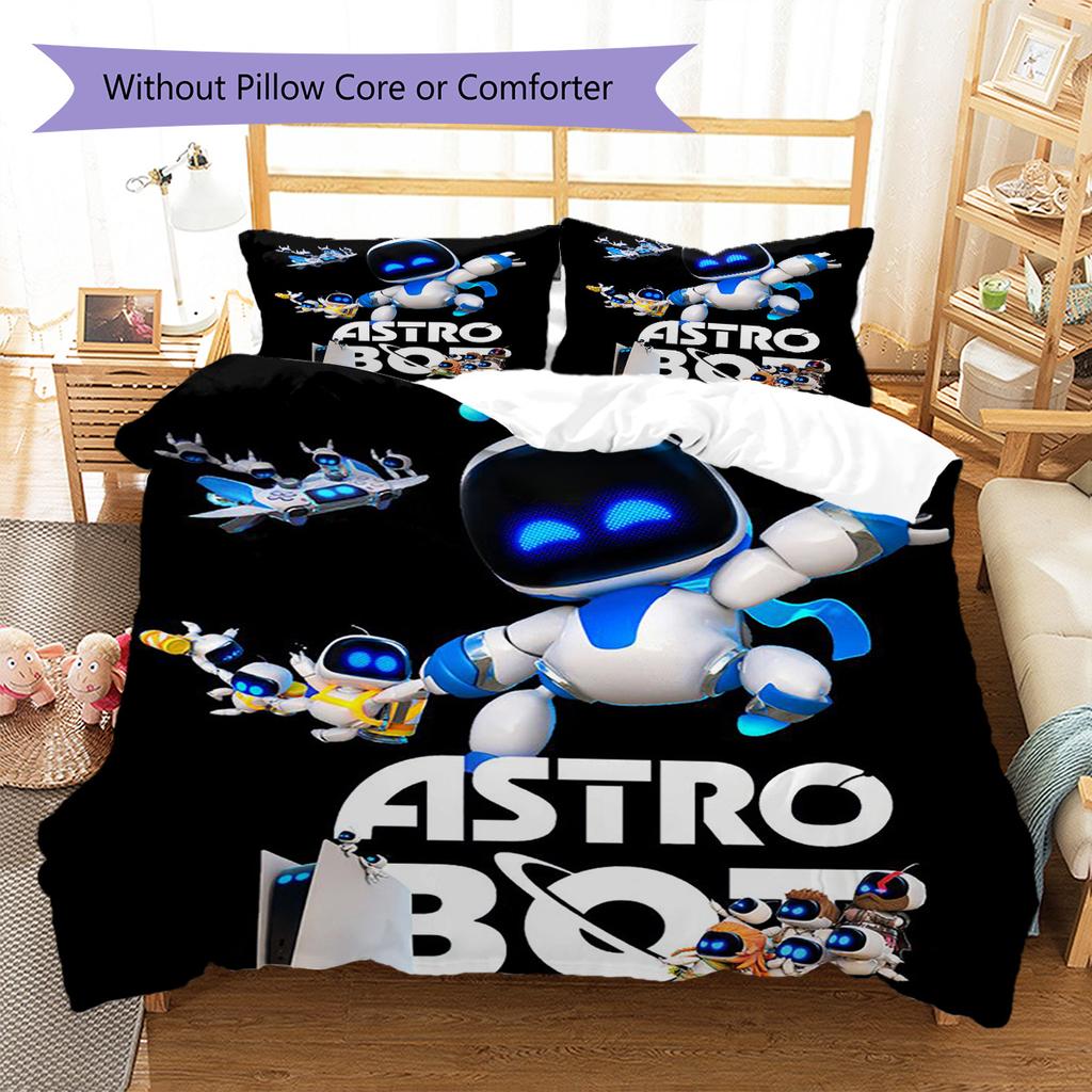 Постельное белье с узором ASTRO BOT, Комплект одеяло, Пододеяльник, Наволочка, Домашний подарок на день рождения (1 пододеяльник + 2 наволочки, без наполнителя)