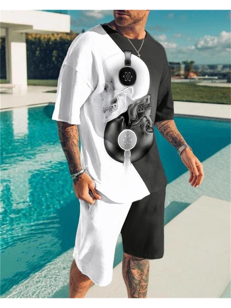 Summer Men's Tracksuit Oversized Clothes Two Pieces Set Vintage Casual Streetwear 3D Printed Beach Set Men Tshirt Shorts Outfits