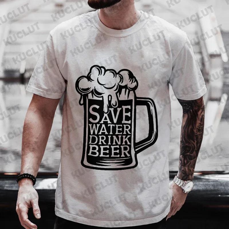 Funny Graphic Tops Men T Shirt Save Water Drink Beer Clothes Bachelor Party Tees Drinking Team Matching Outfit Streetwear