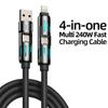 USB Type C lightning-Max 240W Fast Charging and Data Sync MFISH 4-in-1 Multi-Function USB Charging Cable for iPhone 16/15, iPad