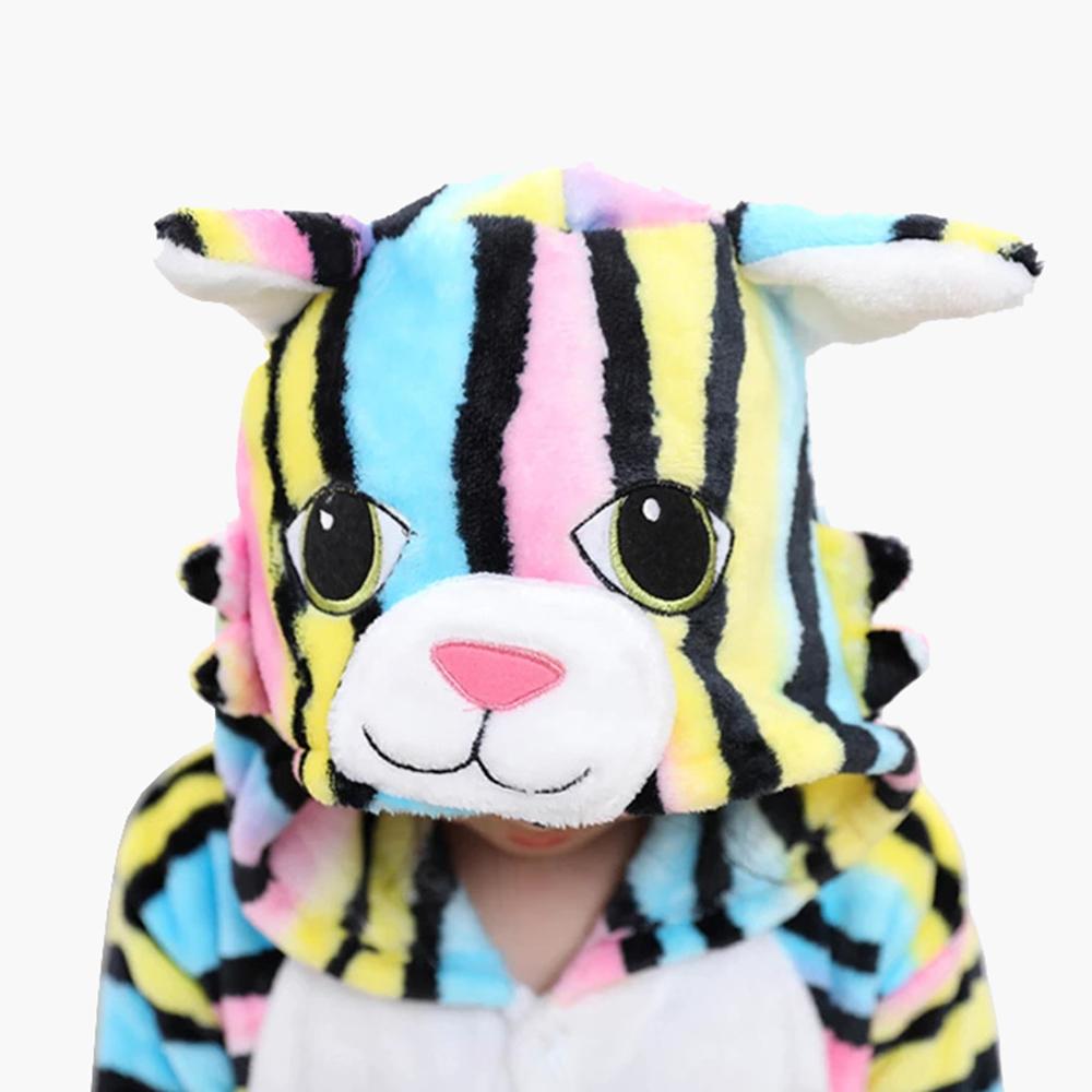 Cat onesie kigurumi costume disguise warm pajamas children tracksuit 134-140 Onesie children Colorful cat - 98-104