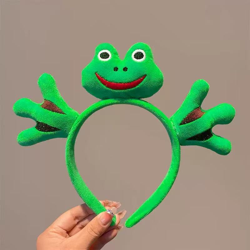 Cute Plush Green Heart Frog Headband for Women - Cartoon Frog Hair Band for Face Washing