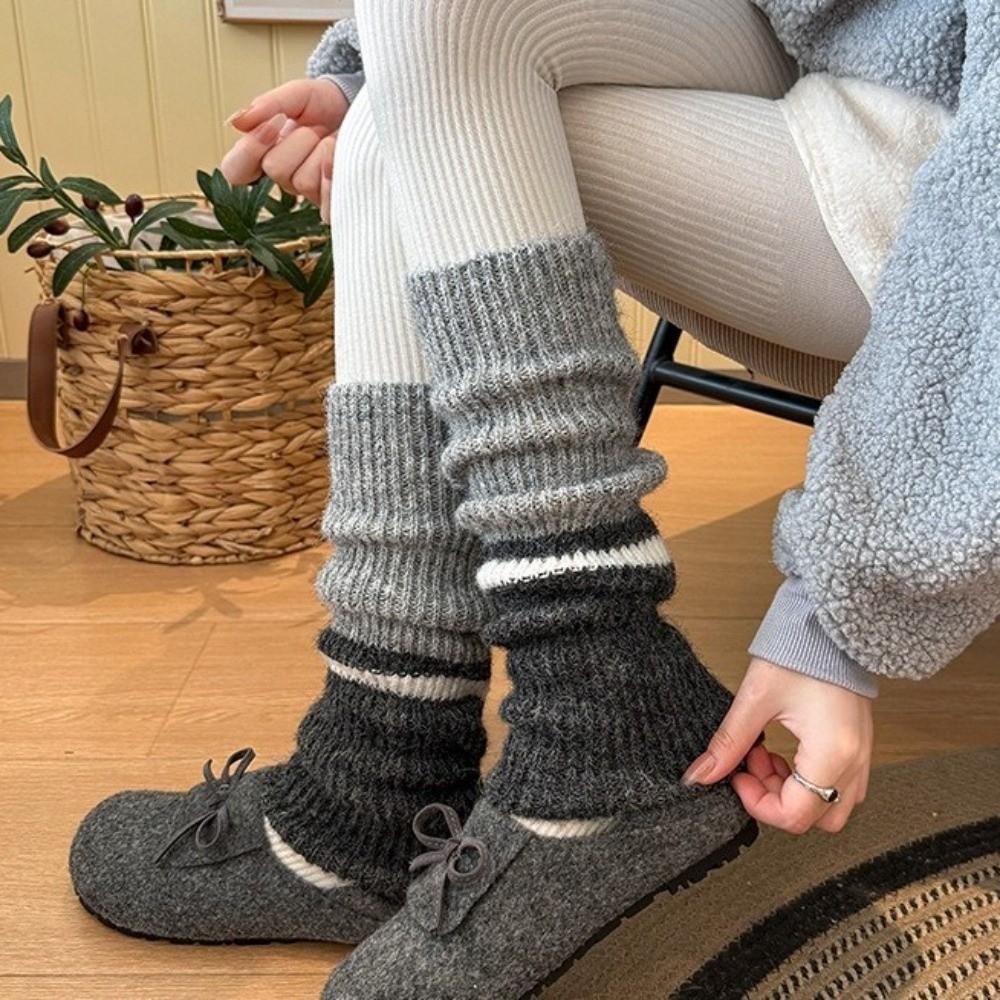 Knitted Bow Leg Warmers Thickened Hosiery New Pile Sock  Autumn and Winter