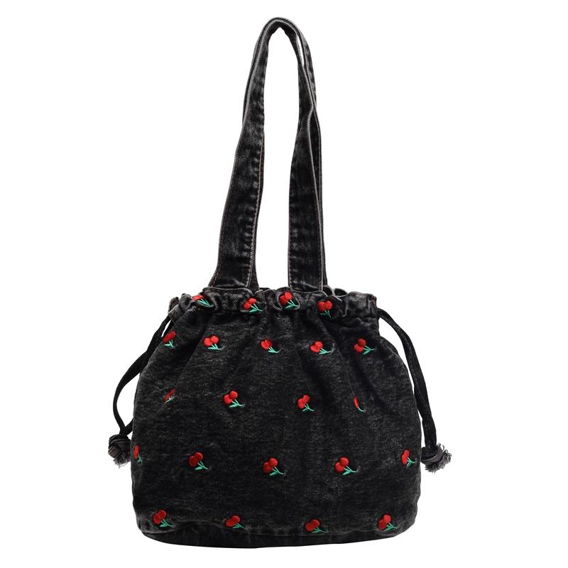 Women's Crossbody Bag Cherry Embroidery Shoulder Bag Commuter Small Tote Bag