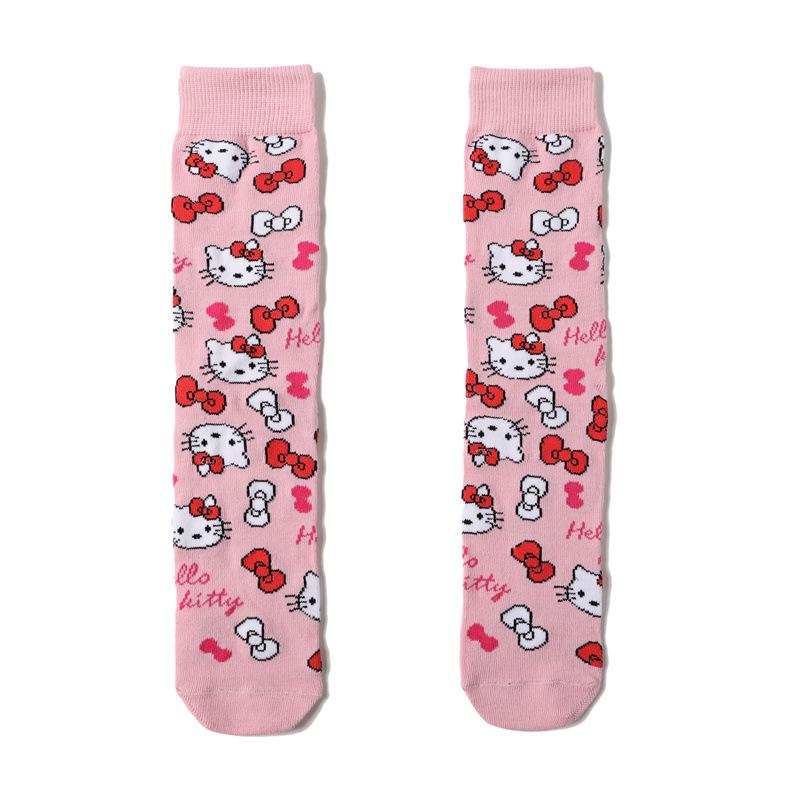Женские хлопковые носки Hello Kitty с кошкой - Модный аниме-дизайн для всех сезонов.