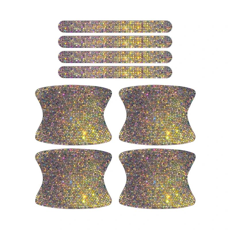 8 шт. блестящие хрустальные алмазные стразы для украшения дверных ручек автомобиля, наклейка для защиты от царапин